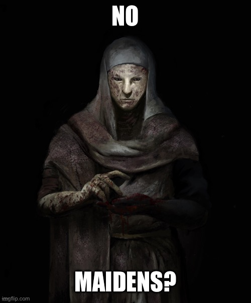 No Maidens? | NO; MAIDENS? | image tagged in elden ring,dark souls,no bitches,megamind no bitches,dank memes,gaming | made w/ Imgflip meme maker