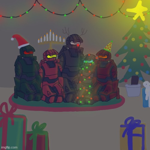 merry christmas everyone- from the Silver Banshees (A Halo team me and my friend made) | image tagged in halo,art,merry christmas | made w/ Imgflip meme maker