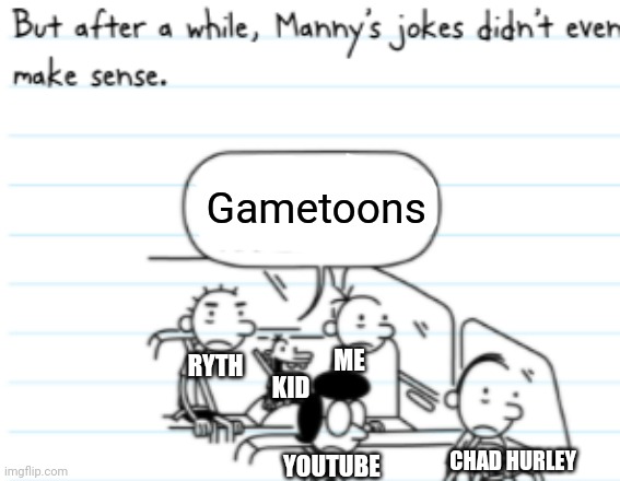 Kids are cringe now... | Gametoons; ME; RYTH; KID; CHAD HURLEY; YOUTUBE | image tagged in manny joke,gametoons | made w/ Imgflip meme maker