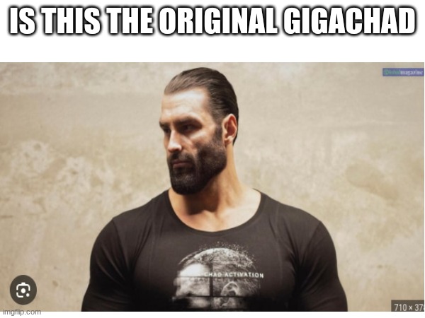 leave answer in comments | IS THIS THE ORIGINAL GIGACHAD | image tagged in gigachad | made w/ Imgflip meme maker