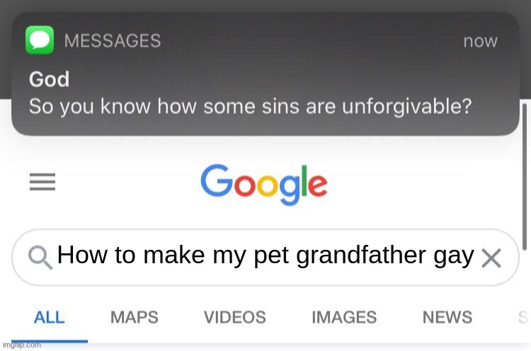 offensive meme | How to make my pet grandfather gay | image tagged in so you know how some sins are unforgivable | made w/ Imgflip meme maker