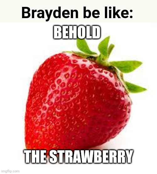 Fr | Brayden be like:; BEHOLD; THE STRAWBERRY | image tagged in strawberry | made w/ Imgflip meme maker