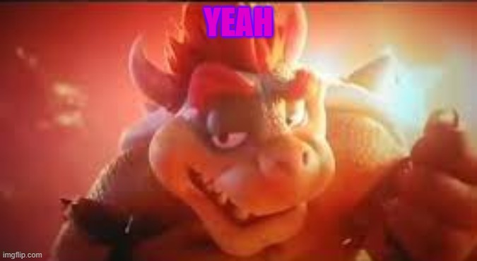 YEAH | image tagged in bowsers rizz face | made w/ Imgflip meme maker