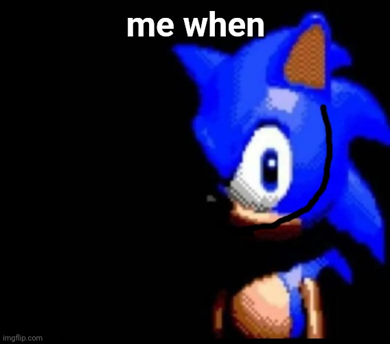 Sonic stares | me when | image tagged in sonic stares | made w/ Imgflip meme maker