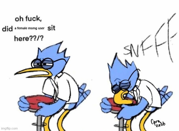 Did Blank Sit Here | a female msmg user | image tagged in did blank sit here | made w/ Imgflip meme maker