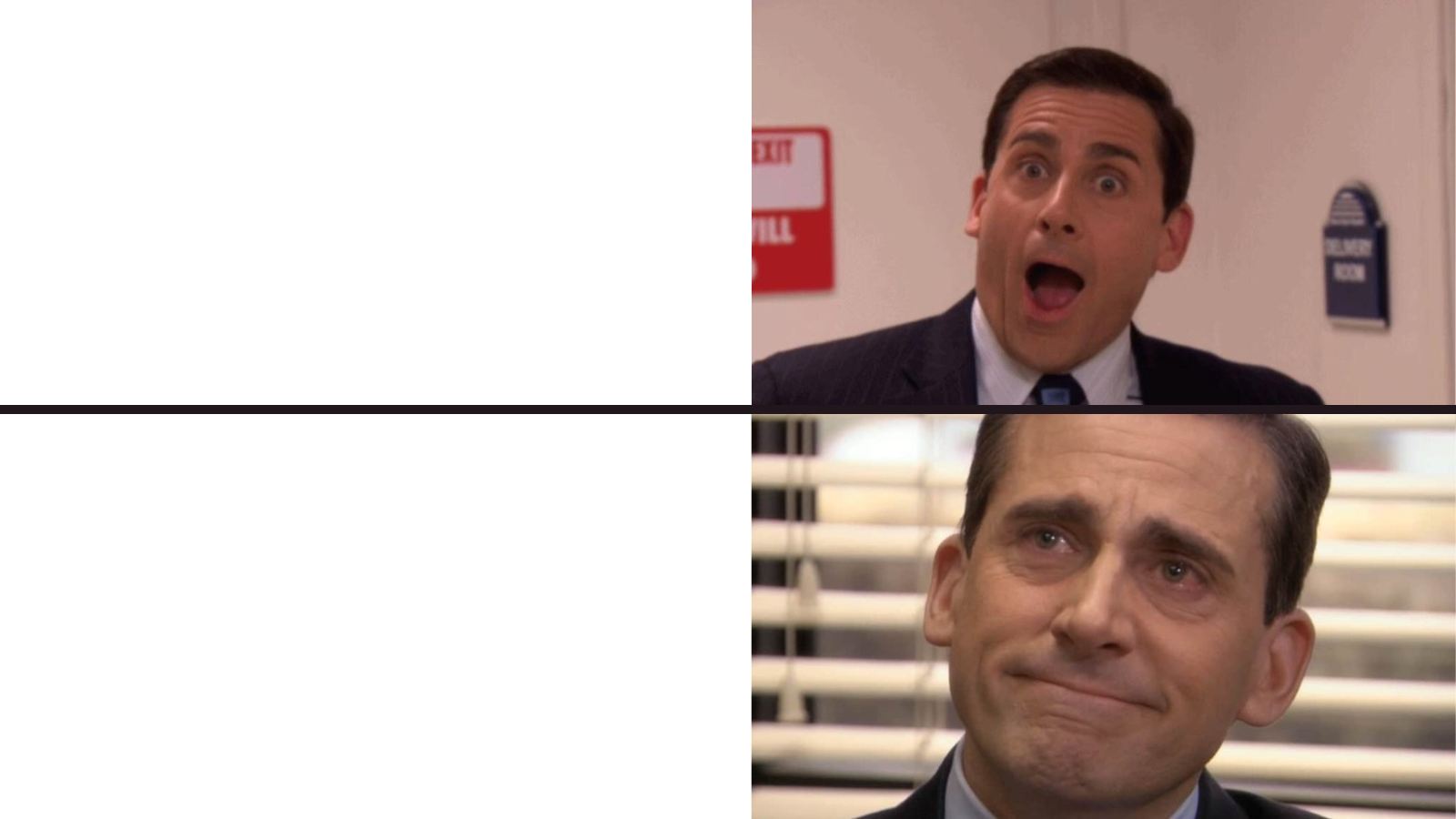 High Quality Michael Scott Happy Sad Blank Meme Template