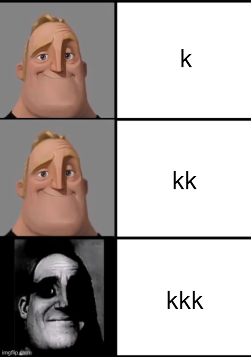 When you accidently say k one to many times... | k; kk; kkk | image tagged in 3 frame uncanny mr incredible | made w/ Imgflip meme maker