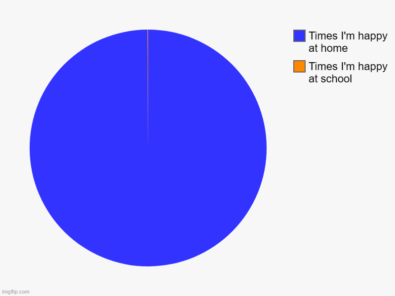 Times I'm happy at school, Times I'm happy at home | image tagged in charts,pie charts | made w/ Imgflip chart maker