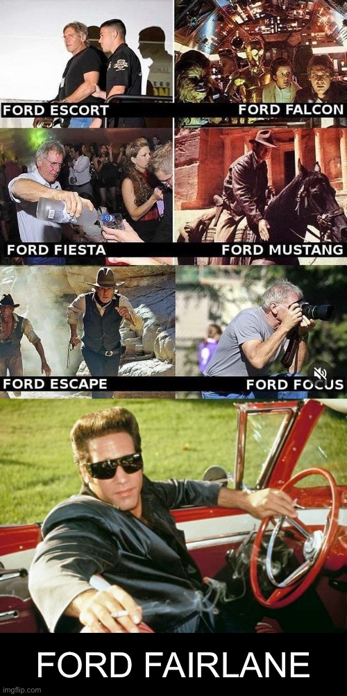 All the Fords | FORD FAIRLANE | image tagged in ford,harrison ford,fairlane,pun | made w/ Imgflip meme maker