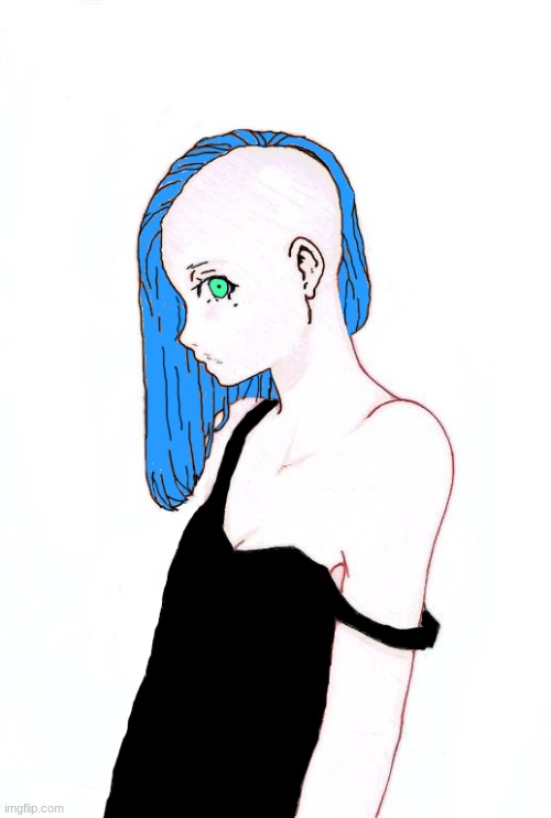 I drew me when i had a blue side cut (Not fully done yet) | made w/ Imgflip meme maker