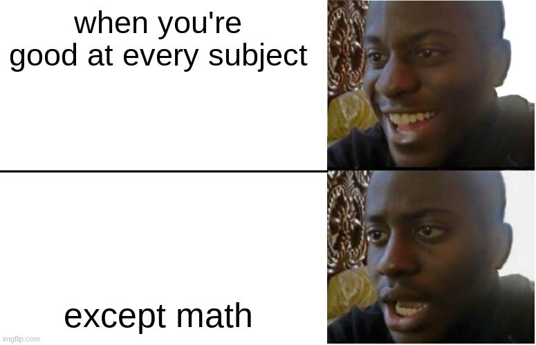 i dont mind.. kinda | when you're good at every subject; except math | image tagged in disappointed black guy,memes | made w/ Imgflip meme maker