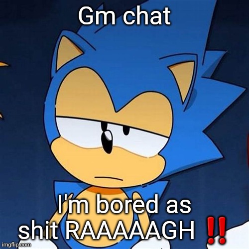 bruh | Gm chat; I'm bored as shit RAAAAAGH ‼️ | image tagged in bruh | made w/ Imgflip meme maker