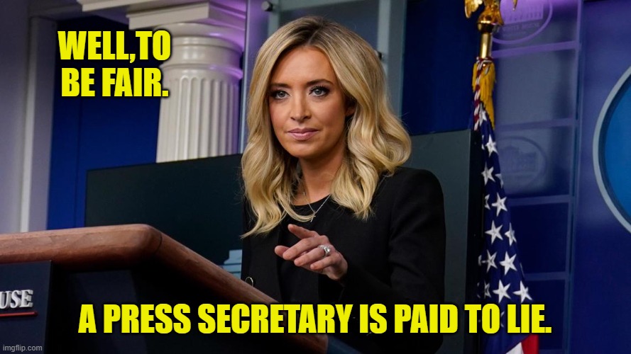 WELL,TO BE FAIR. A PRESS SECRETARY IS PAID TO LIE. | made w/ Imgflip meme maker