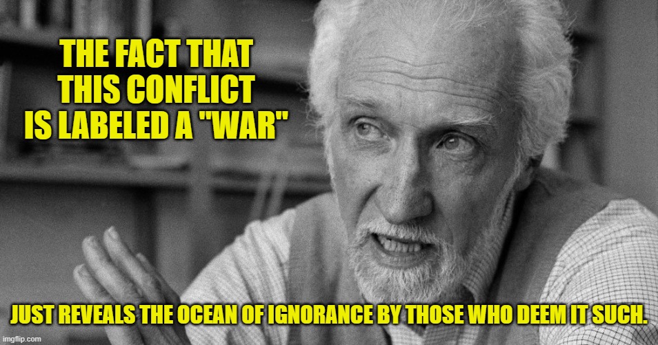 THE FACT THAT THIS CONFLICT IS LABELED A "WAR" JUST REVEALS THE OCEAN OF IGNORANCE BY THOSE WHO DEEM IT SUCH. | made w/ Imgflip meme maker
