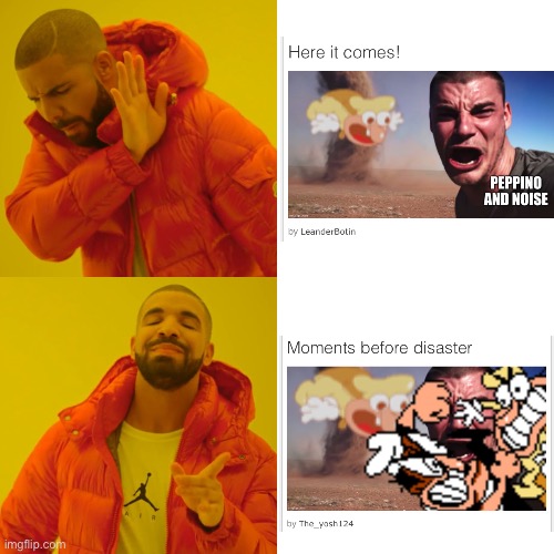 I made it first! | image tagged in memes,drake hotline bling,pizza tower | made w/ Imgflip meme maker