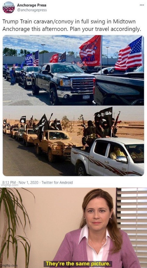 image tagged in trump isis parade,memes,they're the same picture | made w/ Imgflip meme maker