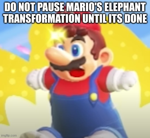 DO NOT PAUSE MARIO'S ELEPHANT TRANSFORMATION UNTIL ITS DONE | made w/ Imgflip meme maker