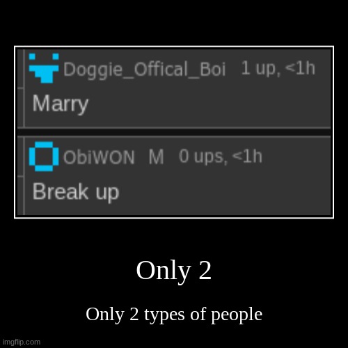 Only 2 | Only 2 types of people | image tagged in funny,demotivationals | made w/ Imgflip demotivational maker