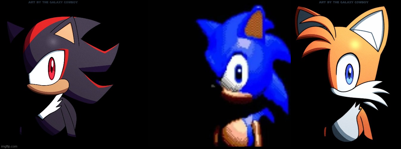 me with the: | image tagged in shadow stare,sonic stares,tails stare | made w/ Imgflip meme maker