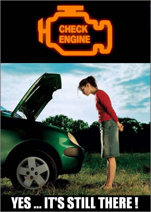 Following Instructions ! | YES ... IT'S STILL THERE ! | image tagged in cars,engine | made w/ Imgflip meme maker