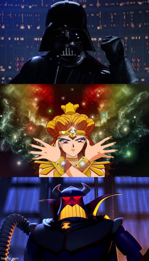 High Quality Sailor Galaxia and Evil Emperor Zurg Ripped Off Darth Vader Blank Meme Template