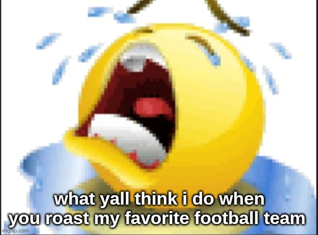 Low Quality Crying Emoji | what yall think i do when you roast my favorite football team | image tagged in low quality crying emoji | made w/ Imgflip meme maker
