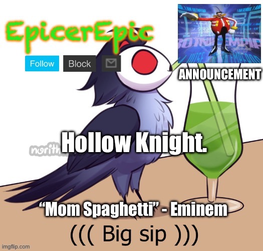 Hollow Knight | Hollow Knight. | image tagged in announcement v2 | made w/ Imgflip meme maker