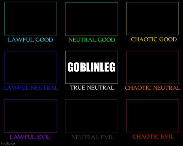 Alignment Chart | GOBLINLEG | image tagged in alignment chart | made w/ Imgflip meme maker