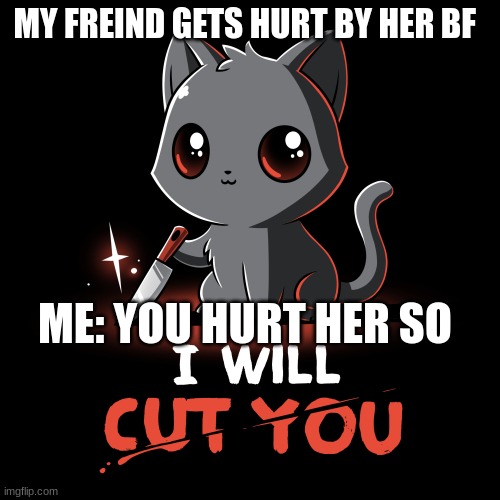 cut you | MY FREIND GETS HURT BY HER BF; ME: YOU HURT HER SO | image tagged in funny memes | made w/ Imgflip meme maker