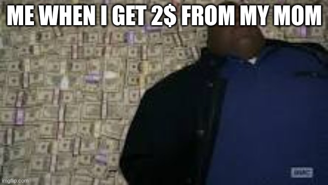 ME WHEN I GET 2$ FROM MY MOM | image tagged in money | made w/ Imgflip meme maker