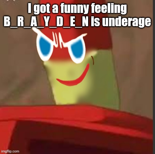 gingerdrix | I got a funny feeling B_R_A_Y_D_E_N is underage | image tagged in gingerdrix | made w/ Imgflip meme maker