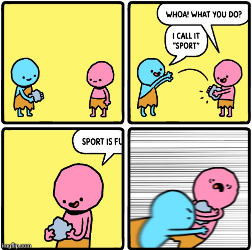 Sport | image tagged in sport,comics,comics/cartoons,play,playing,rock | made w/ Imgflip meme maker