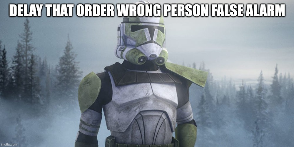 DELAY THAT ORDER WRONG PERSON FALSE ALARM | made w/ Imgflip meme maker