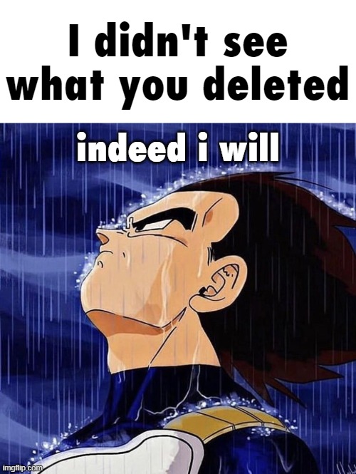 I Didn't See What You Deleted | indeed i will | image tagged in i didn't see what you deleted | made w/ Imgflip meme maker