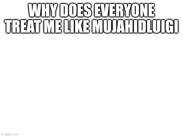 WHY DOES EVERYONE TREAT ME LIKE MUJAHIDLUIGI | made w/ Imgflip meme maker