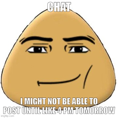 ‎ | CHAT; I MIGHT NOT BE ABLE TO POST UNTIL LIKE 4 PM TOMORROW | made w/ Imgflip meme maker