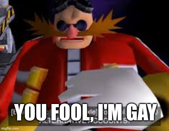 Eggman Alternative Accounts | YOU FOOL, I'M GAY | image tagged in eggman alternative accounts | made w/ Imgflip meme maker