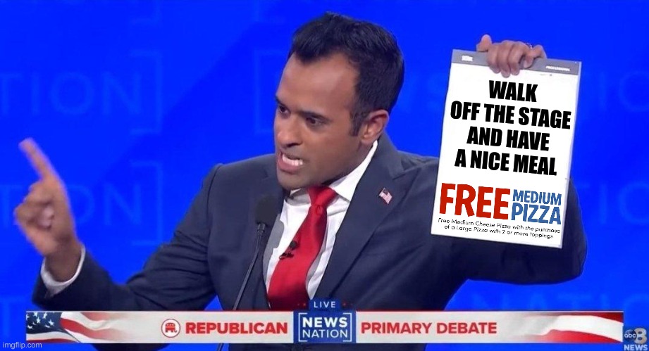 That time Vivek destroyed Christ Christie | WALK OFF THE STAGE AND HAVE A NICE MEAL | made w/ Imgflip meme maker