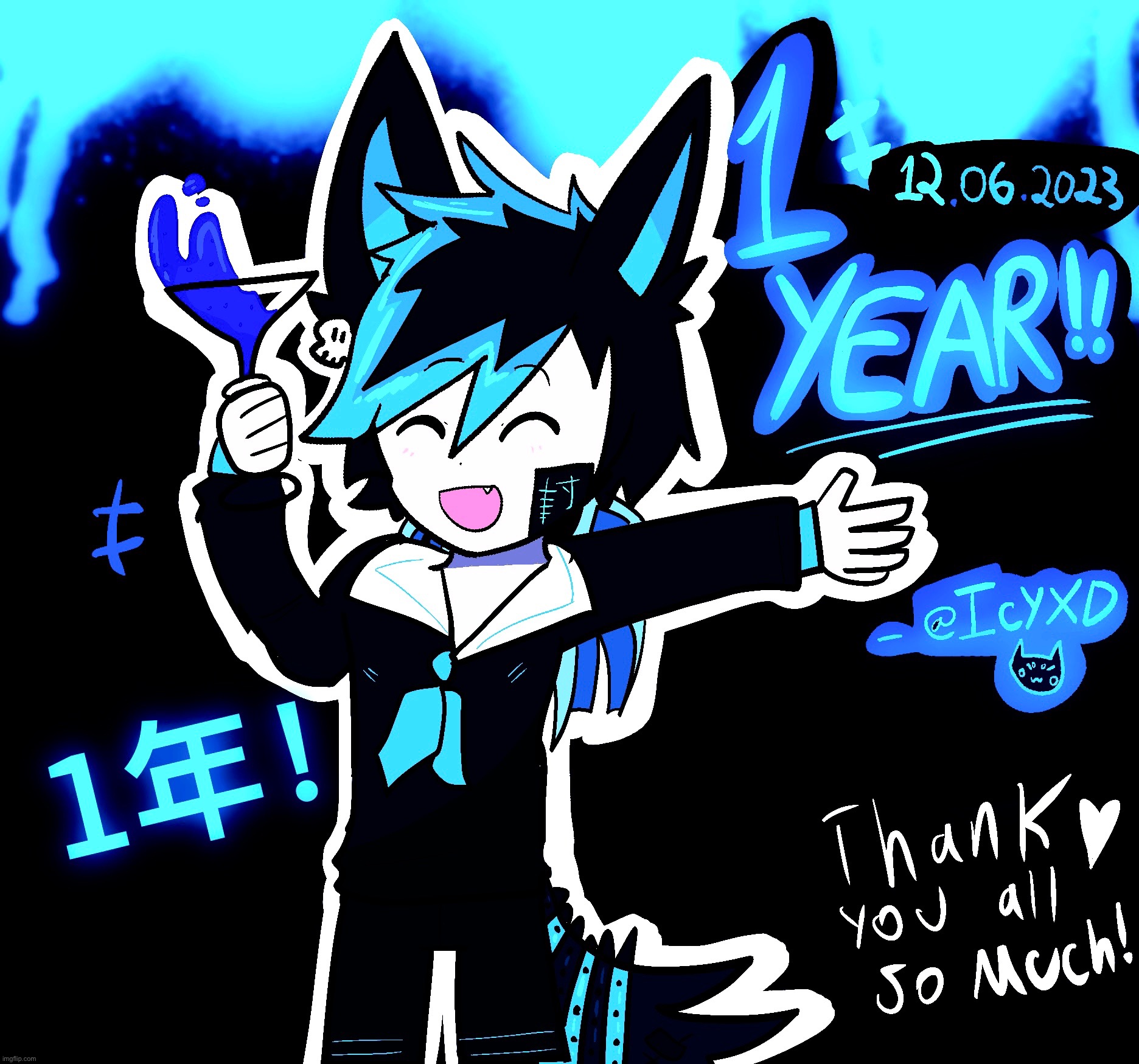 ONE-YEAR ANNIVERSARY. THANK YOU ALL SO MUCH! | image tagged in anniversary,thank you | made w/ Imgflip meme maker