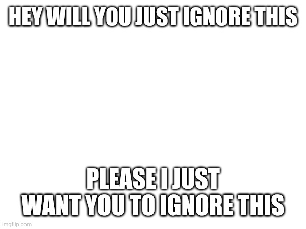 Please | HEY WILL YOU JUST IGNORE THIS; PLEASE I JUST WANT YOU TO IGNORE THIS | image tagged in ignore,blank white template,stop reading the tags | made w/ Imgflip meme maker