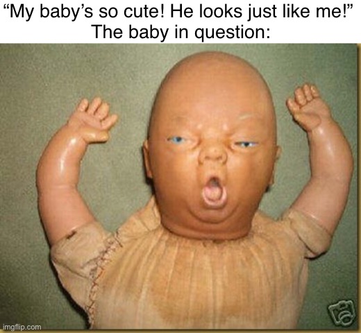 Bro wtf | “My baby’s so cute! He looks just like me!” 
The baby in question: | image tagged in wawa | made w/ Imgflip meme maker