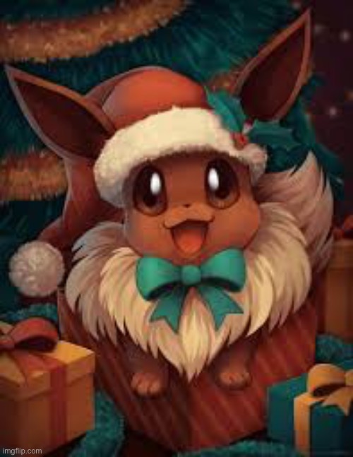 Christmas Eevee | image tagged in pokemon,eevee,christmas | made w/ Imgflip meme maker
