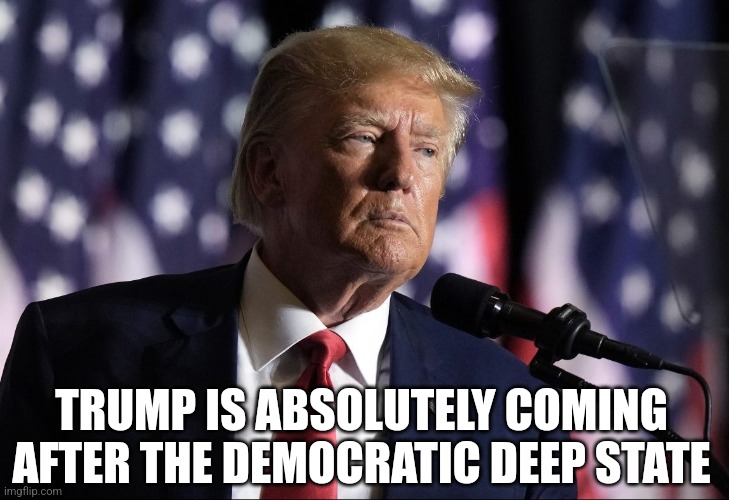 TRUMP IS ABSOLUTELY COMING AFTER THE DEMOCRATIC DEEP STATE | image tagged in funny memes | made w/ Imgflip meme maker