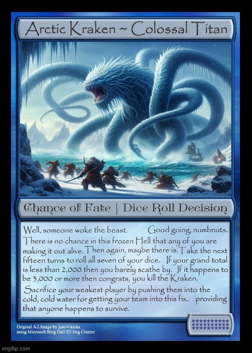 Arctic Kraken MTG Card | Original A.I.Image by just-4-kicks using Microsoft Bing Dall·E3 Img Creator | made w/ Imgflip meme maker