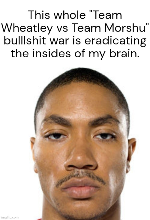 I'm not going to side with either one but I'll say fuck T.Wheatley for being led by a spoiled kid. | This whole "Team Wheatley vs Team Morshu" bulllshit war is eradicating the insides of my brain. | made w/ Imgflip meme maker