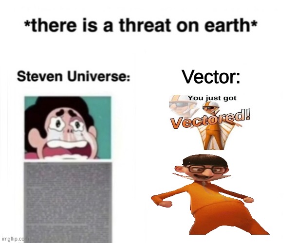 *There is a threat on earth* | Vector: | image tagged in there is a threat on earth | made w/ Imgflip meme maker