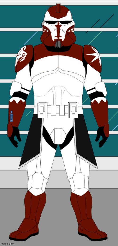 Phase 2 Commander Wolffe but with original dark red armor | image tagged in wolfpack,clone trooper,clones,commander wolffe | made w/ Imgflip meme maker