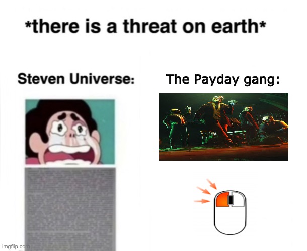 *There is a threat on earth* | The Payday gang: | image tagged in there is a threat on earth | made w/ Imgflip meme maker