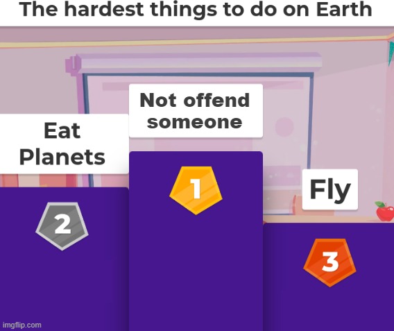 hardest thing on earth | Not offend someone | image tagged in hardest things to do on earth,memes,kahoot | made w/ Imgflip meme maker