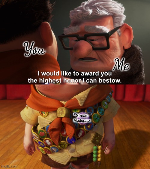 Highest Honor | You Me Stream Moderator | image tagged in highest honor | made w/ Imgflip meme maker